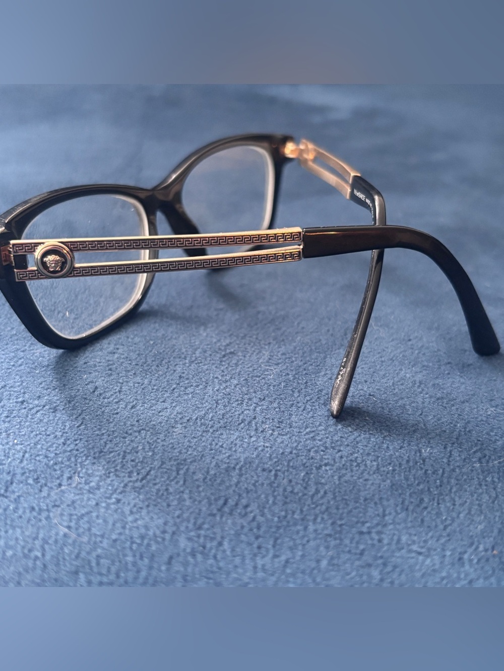 VERSACE Rx-able Eyeglasses VE 3218  52-16 140 Black Frames Gold Temples